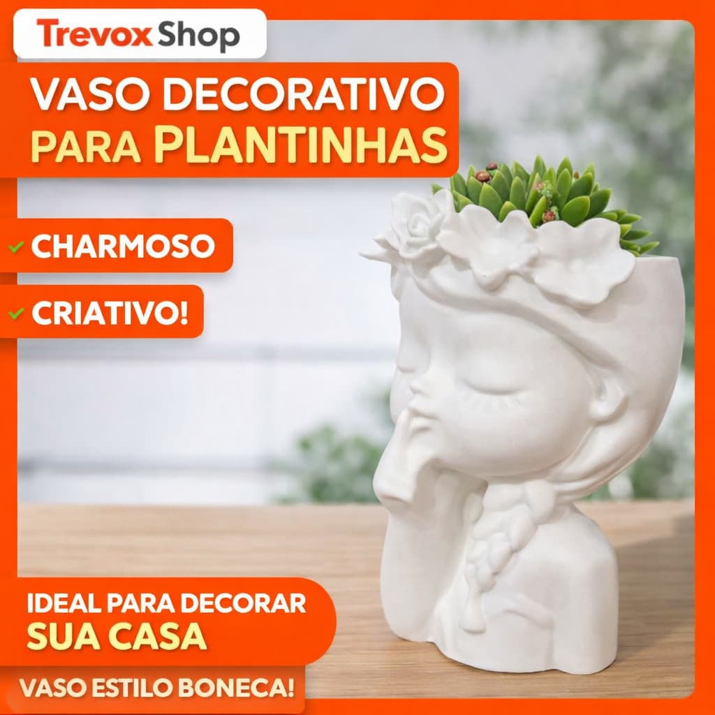 Vaso Decorativo para Plantinhas Vaso Boneca Cachepot Decorativo Vaso para Suculentas Vaso para Suculentas Mesa Decorada