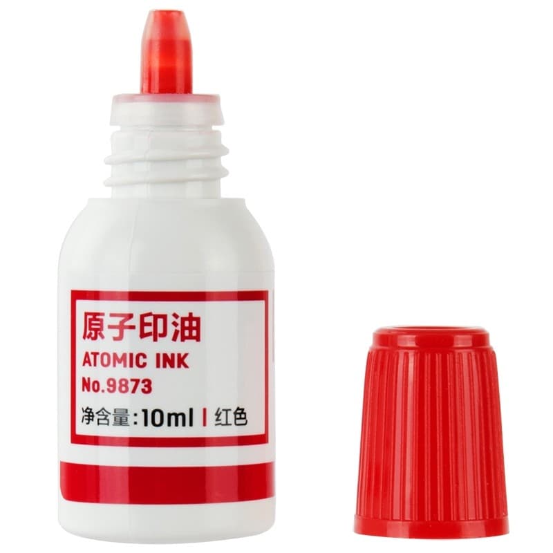 Deli 9873 óleo de carimbo atômico vermelho/azul almofada de carimbo óleo de secagem rápida 10ML/garrafa contabilidade de