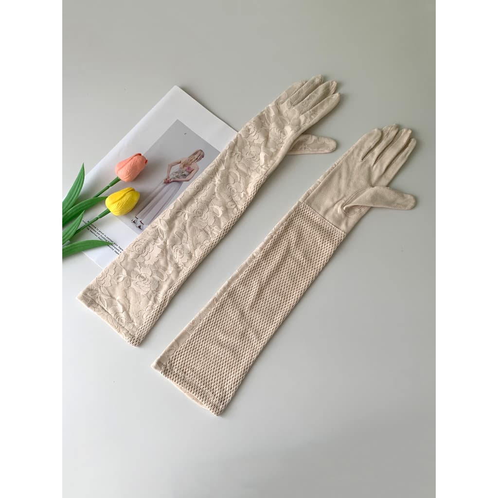 Renda protetor solar luvas femininas verão novo estilo moda All-Match equitação ao ar livre condução Anti-ultravioleta l