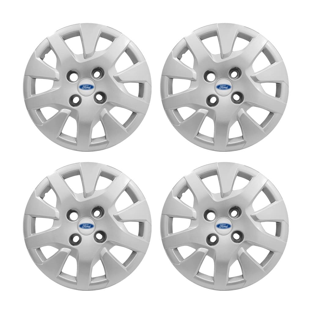Jogo Calota Aro 14 Ford Ka Hatch Sedan 2019/2020 Prata Emblema Resinado