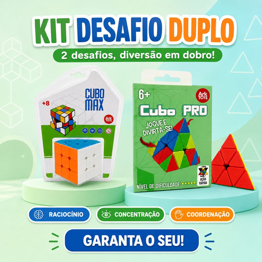 Kit Cubo Magico Ark Toys Quadrado Triangular 3x3 Colorido