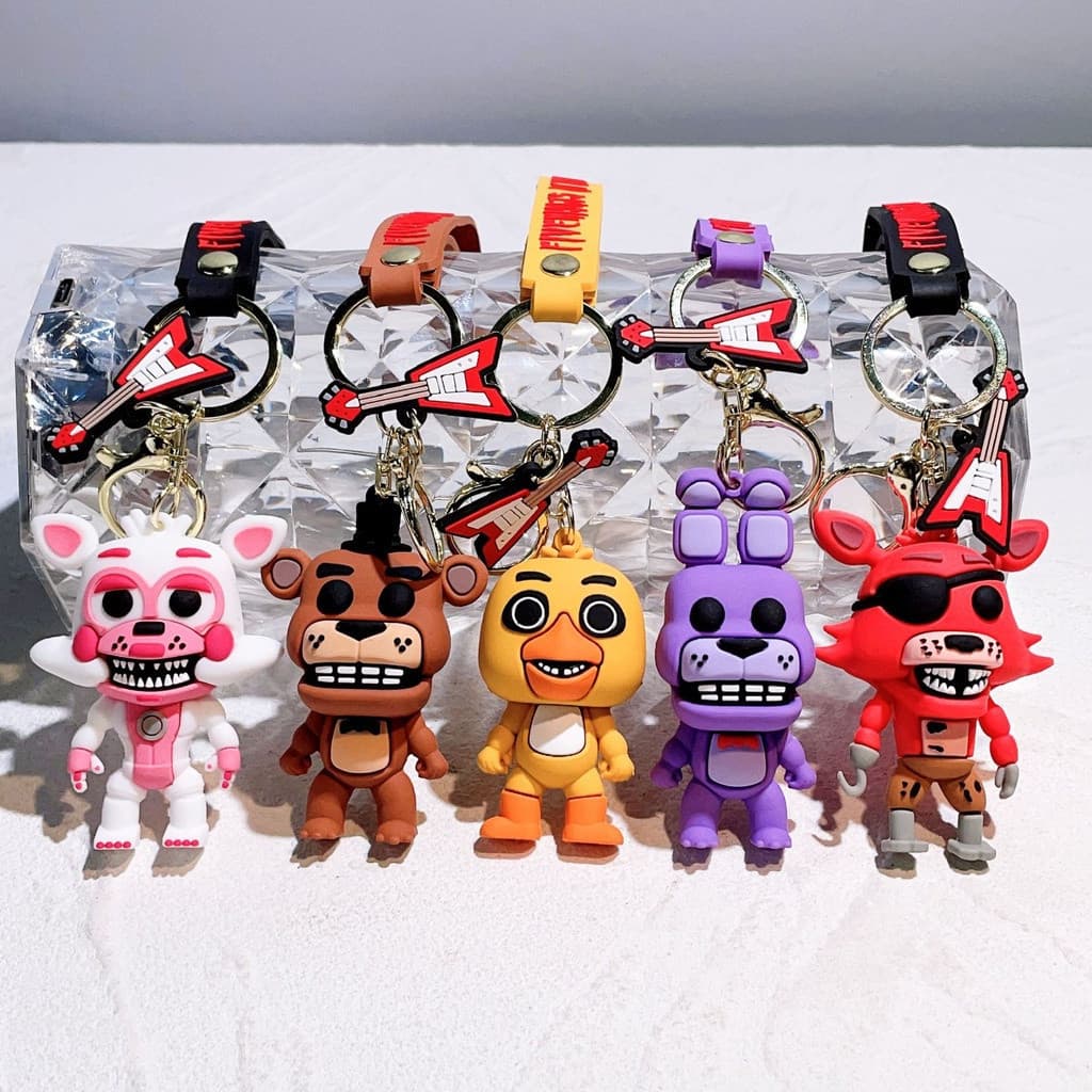 Chaveiro temático de Five Nights at Freddy's, brinquedo de terror divertido para o Halloween, pingente WNQ8