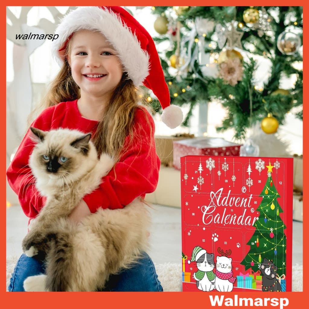 [WMP] Calendário Do Advento Para Gatos Internos-Contagem Regressiva De Natal Com Brinquedos Variados Entretenimento E Sa