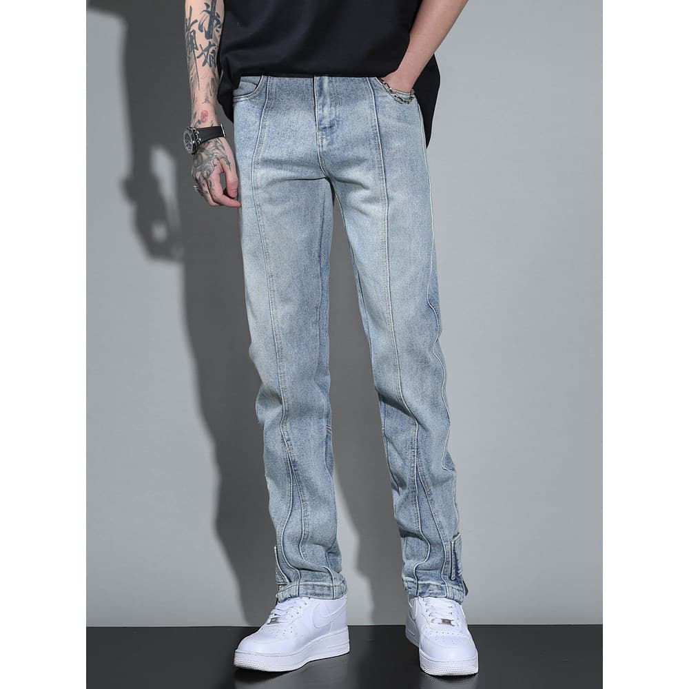 2026 calças de brim masculinas soltas em linha reta na moda Casual High-End calças masculinas novo estilo calças masculi