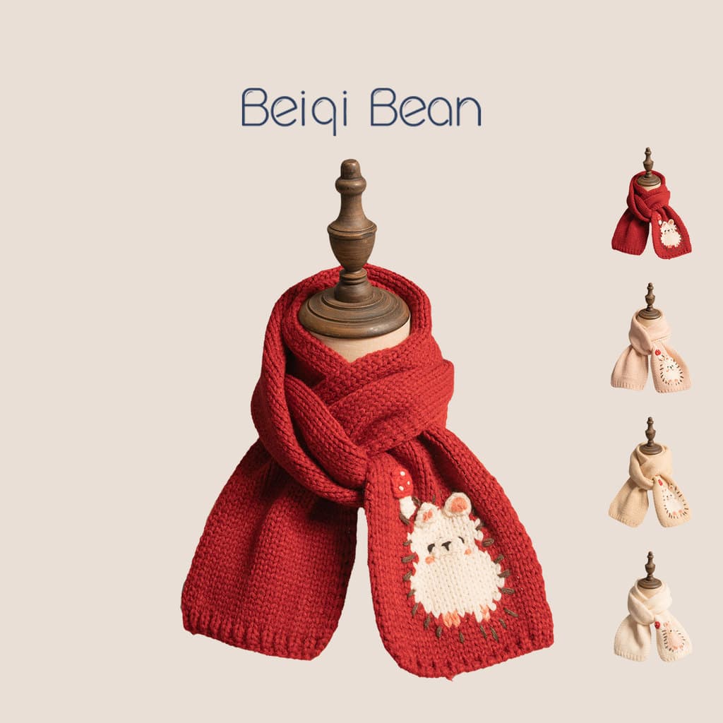 Crianças cachecol inverno bonito cogumelo urso lã cachecol masculino feminino bebê quente malha lã pequeno cachecol na m