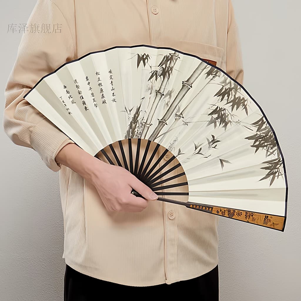 Ventilador dobrável estilo chinês estilo masculino 33cm ventilador antigo verão pano de seda dobrável verão ventilador d