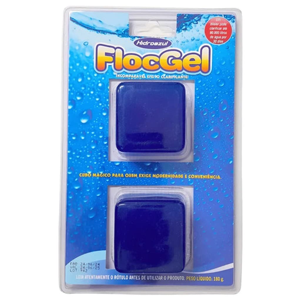 Hidroazul Floc Gel Blister 2 Unidades 180g Clarificante Piscina Cubo Gelatinoso Poliacrilamida Trata 30000 Litros