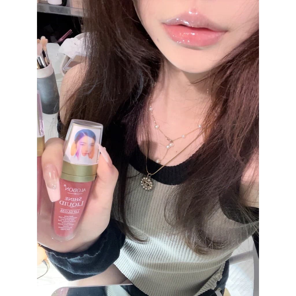 Porta macia para sempre!Abang Aqua Dynamic Bright Lip Gloss Lip Gloss Brilhante Luz Rosa Vidro Hidratante Labial