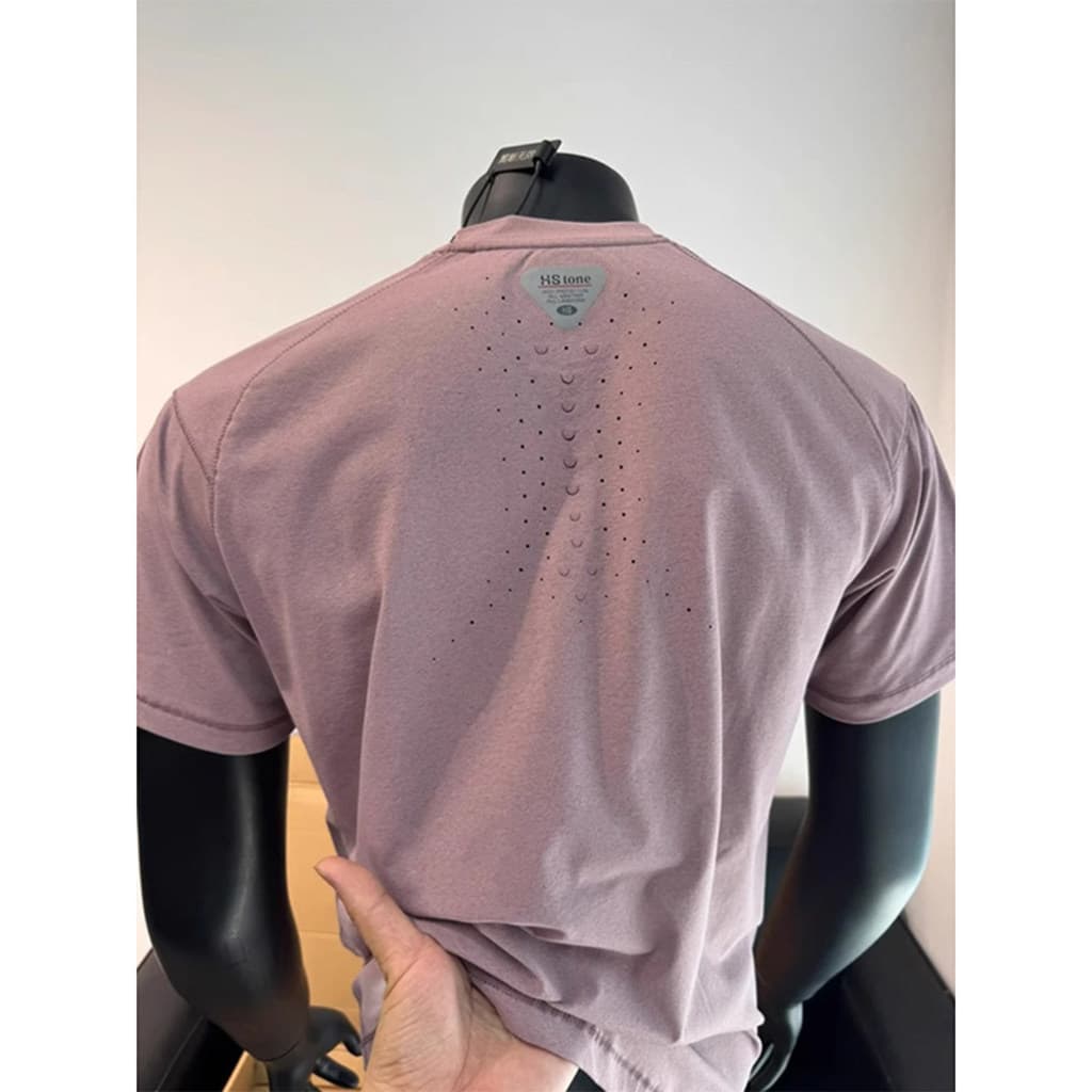 Escala de dragão perfurada de secagem rápida de manga curta masculina verão esportes ao ar livre Fitness punhos camiseta