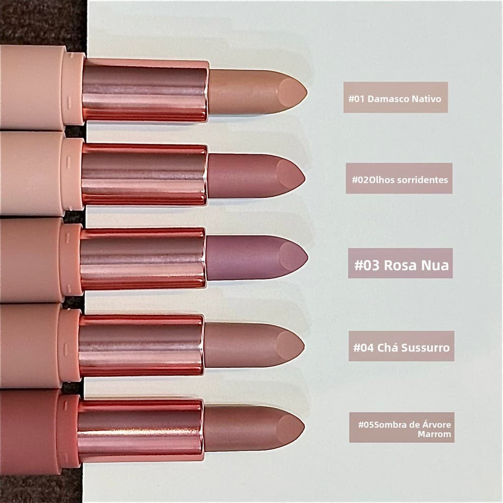 # Batom Matte Mousse # Batom de baixa saturação # Batom Matte Aveludado # Maquiagem nude para uma tez clara, batom # Bat