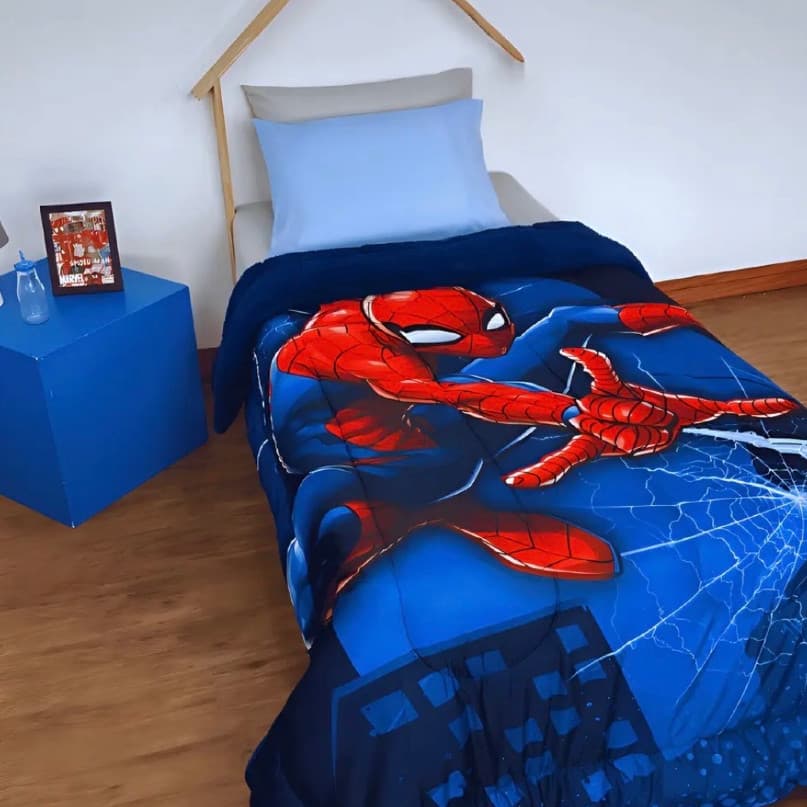 Coberdom Infantil Solteiro Menino Homem Aranha Com Sherpa