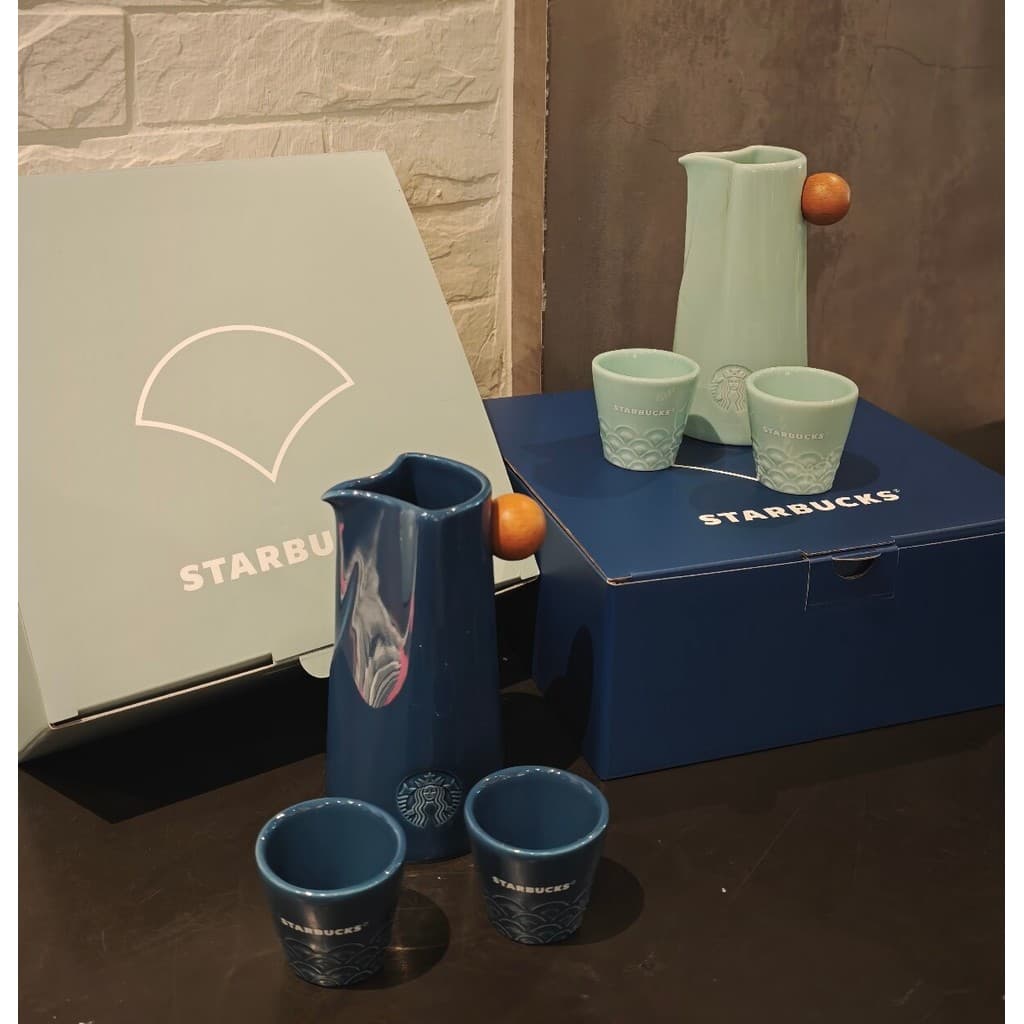 Conjunto de frascos Starbucks Cerâmica Copo de Vinho Retro Onda Textura Criativo Único Mini Copo de Vinho Caixa de Prese