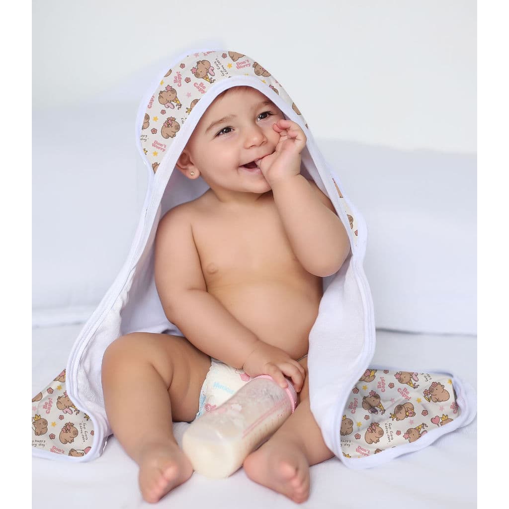 Toalha Com Capuz Bebê Vivaldi Rosa