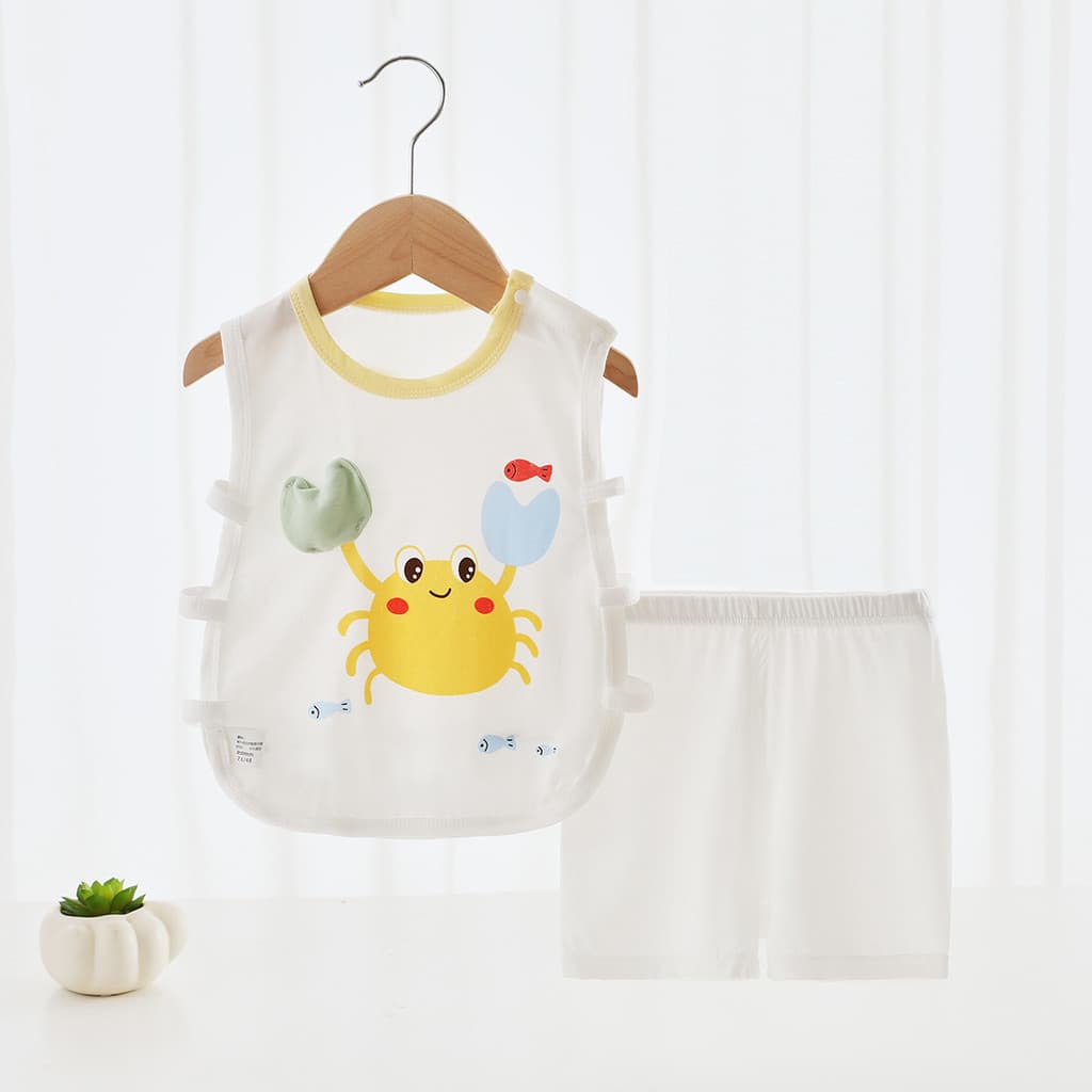 Bebê colete shorts conjunto de duas peças roupas Pipa do bebê virilha aberta shorts conjunto bebê estilo fino respirável