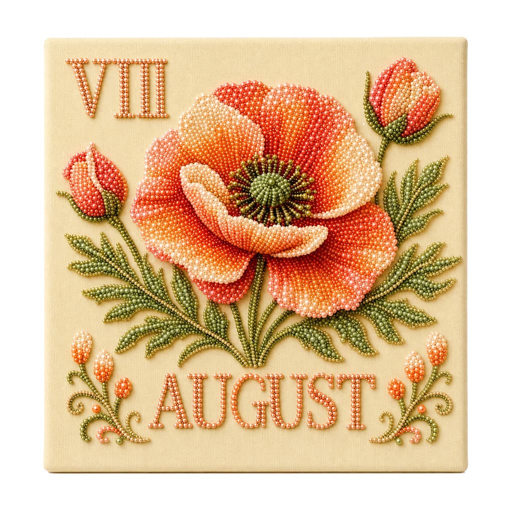 AMZ diy agosto papoula vida flor pérola adesivo diamante pintura decorativa aniversário comemorativo pérola casa diy pin