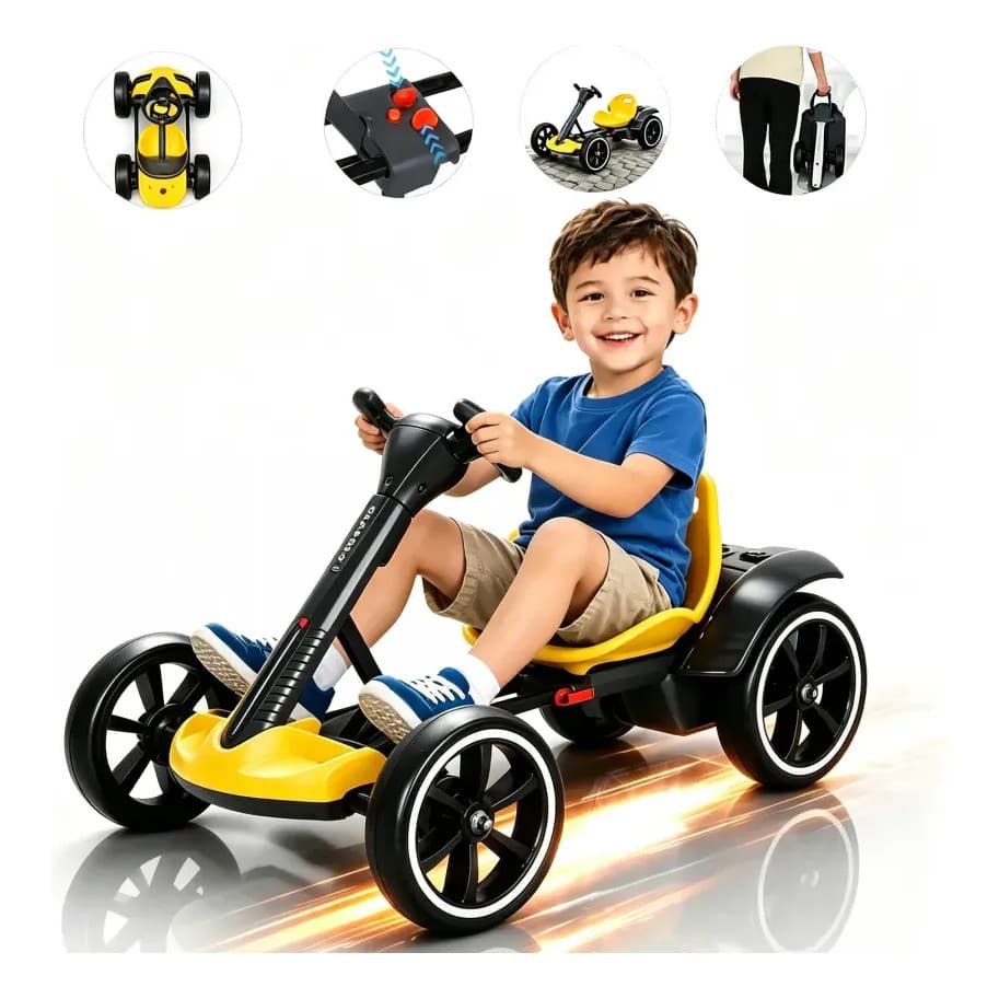 Carro Elétrico Infantil Kart Led 8km/h Com Controle Remoto