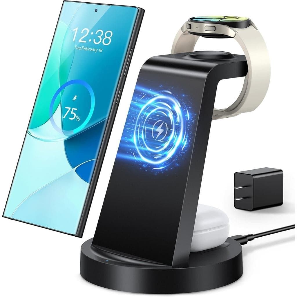 Carregador Sem Fio para Samsung: Estação de Carregamento Sem Fio 3 em 1 para Samsung Galaxy Watch 8 7 6 5 4 3 Pro Classi