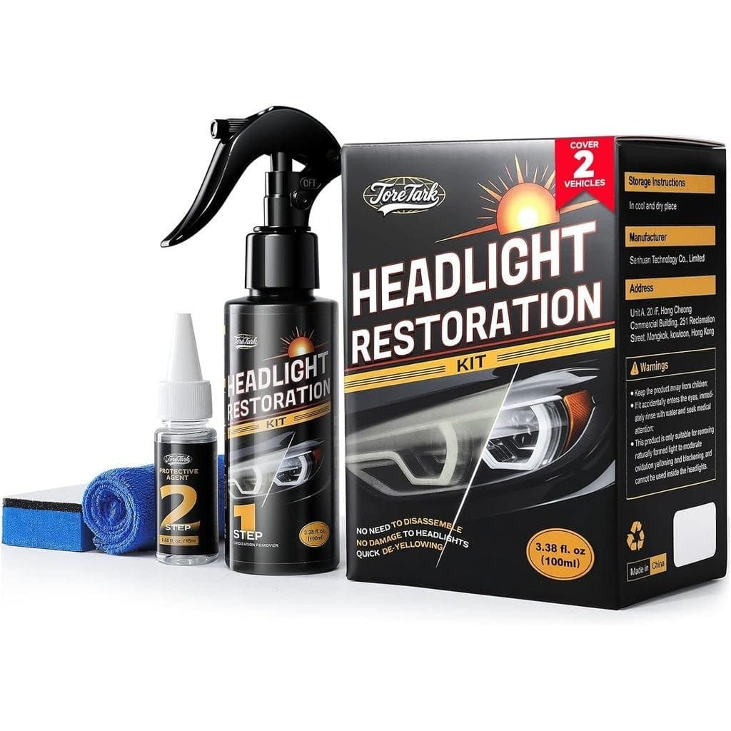 Kit de Restauração de Faróis de Carro, Não Requer Ferramentas Elétricas, Restaura a Condição de Novo, Cobre 2-3 Tratamen