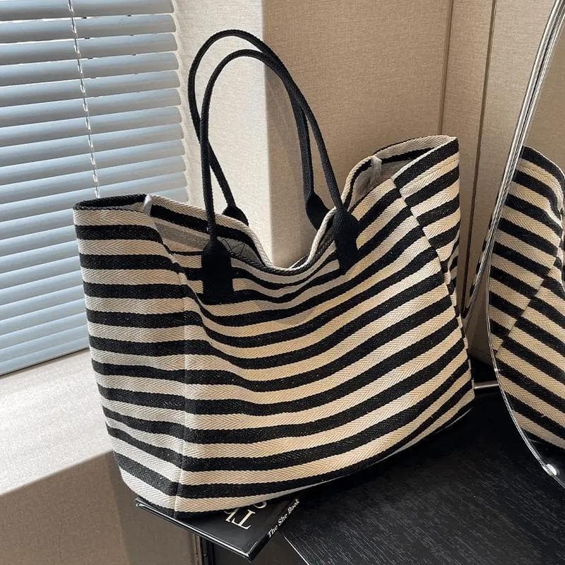 Bolsa de viagem feminina de grande capacidade, sacola 2024, novo estilo, nicho, Zebra, padrão, lona, um ombro, mamãe