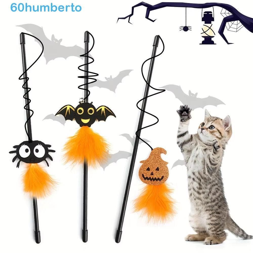 HUMBERTO 3 Peças De Brinquedo De Varinha De Gato De Halloween , Haste De Plástico , Brinquedos Engraçados Para Gatos Var