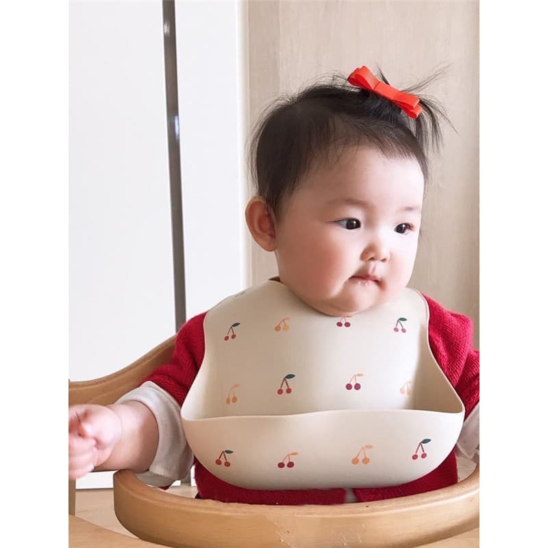 [Babador de silicone] Coreia ins Silicone Saliva Pocket Bebê Silicone Saliva Pocket Bebê Tridimensional Babador À Prova