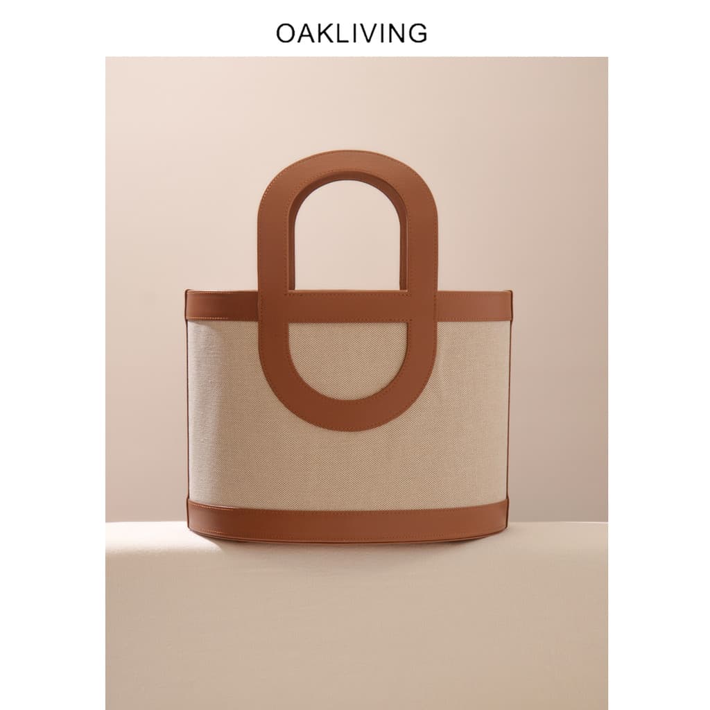 Oakliving estilo simples couro costura cesta de vegetais saco feminino portátil balde saco All-Match cesta de armazename