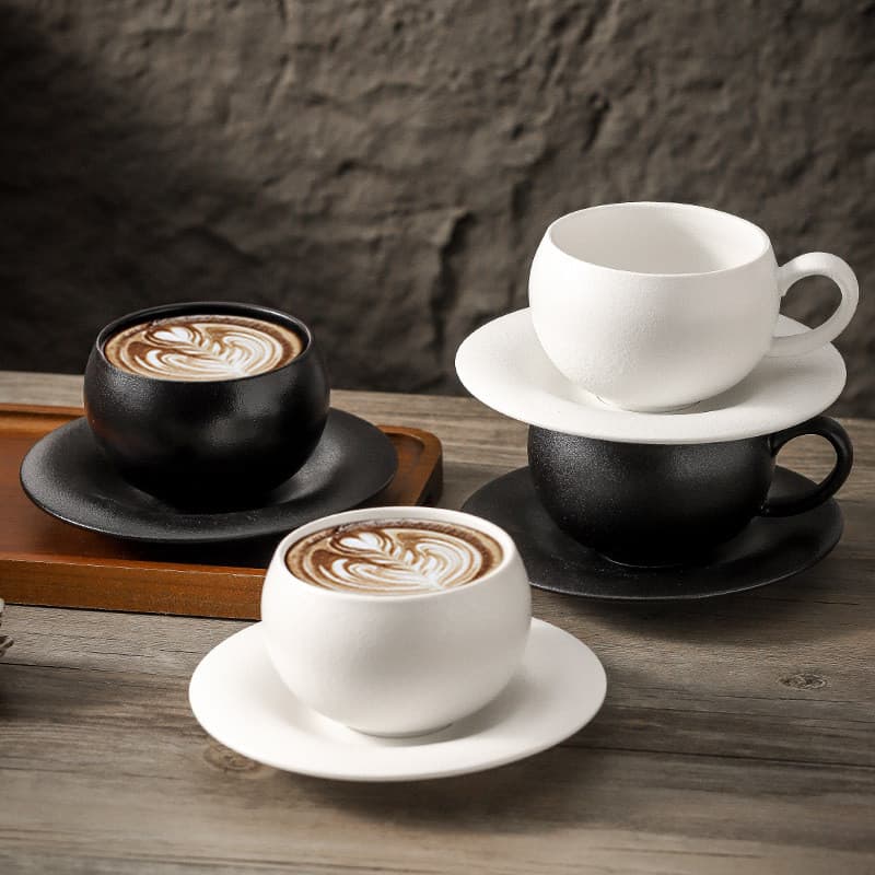 Xícara de café de cerâmica retrô italiana fosca Cabu latte latte copo high-End luz luxo caneca de alta aparência