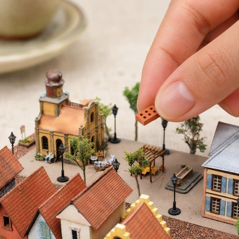🏠 50Peças Mini Tijolos De Terracota Para Decoração Marrom
