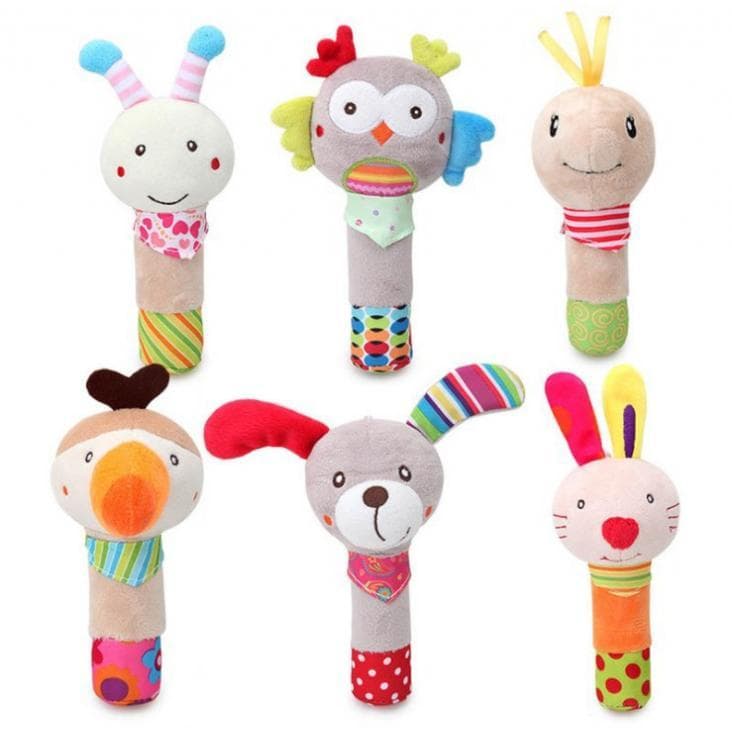 Bssky bonito bebê dos desenhos animados Animal manivela BB dispositivo BIBI chamada bebê prática aperto de mão brinquedo