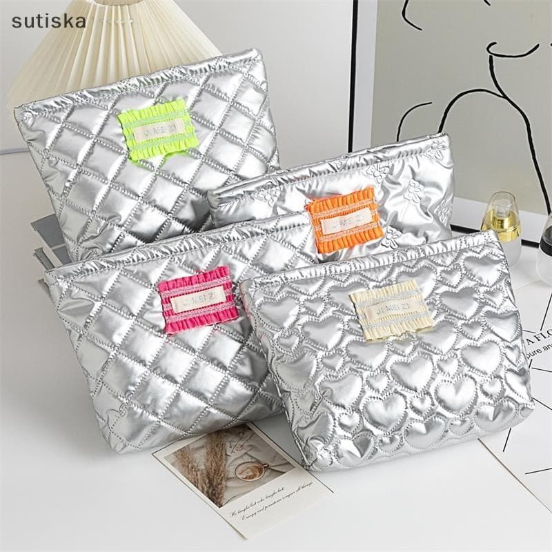 sutiska Bonito Acolchoado Plutônio À Prova Dwaterproof Água Sacos De Cosméticos De Mão Grande Capacidade Viagem Portátil