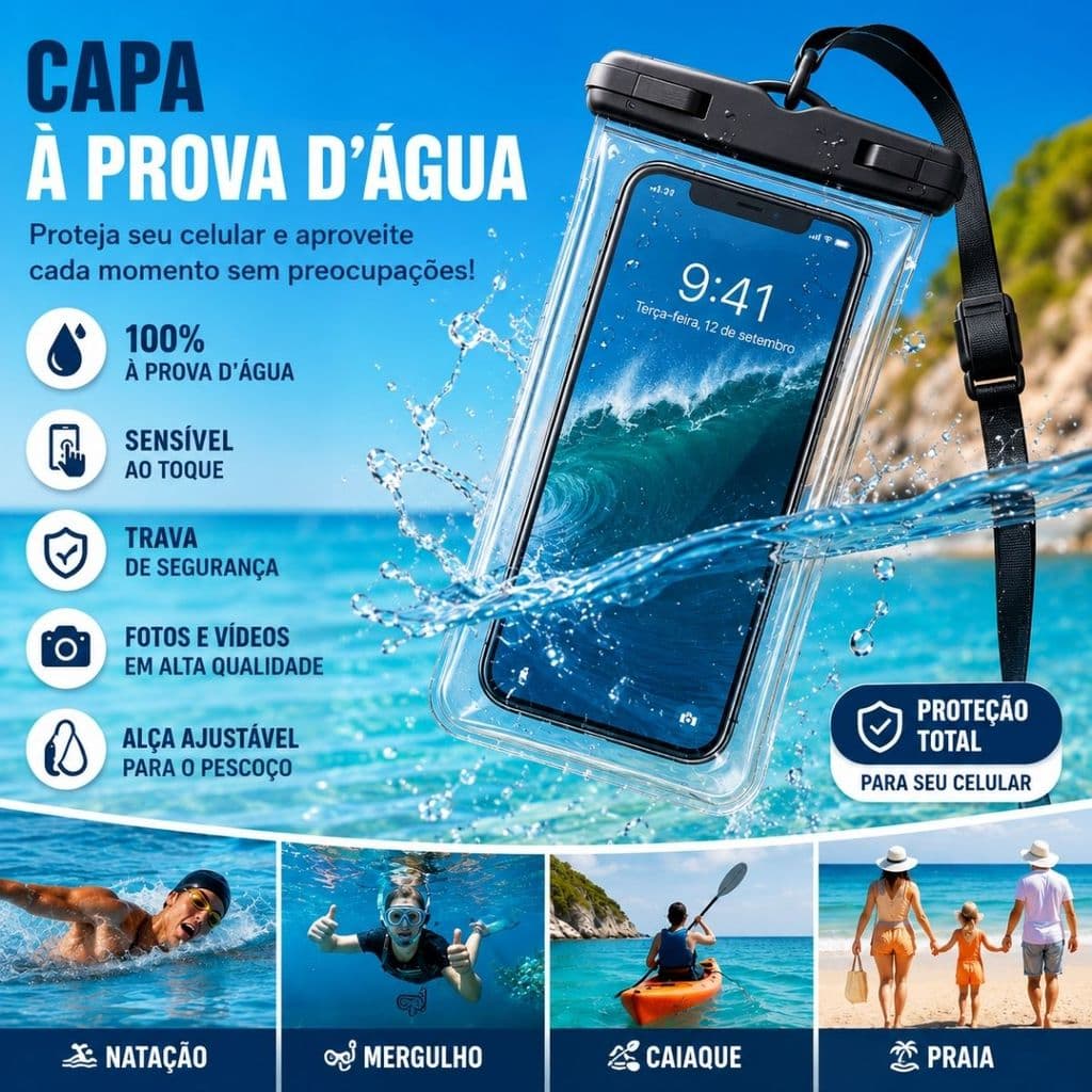 2/5/10 Pcs Capa Celular  Prova D'água Transparente Cor Universal Praia Piscina Viajar Promoção e motoboys