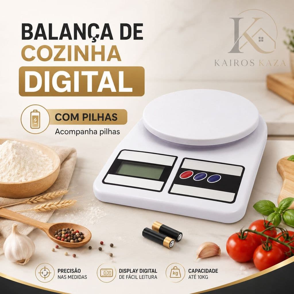 Balança Cozinha Com Pilhas 10Kg Precisão Balança de Alimentos Cozinha