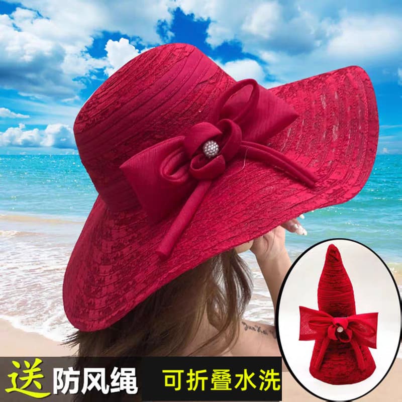 Chapéu feminino verão praia chapéu beira-mar viagem capa rosto versão coreana protetor solar aba grande chapéu de sol ch