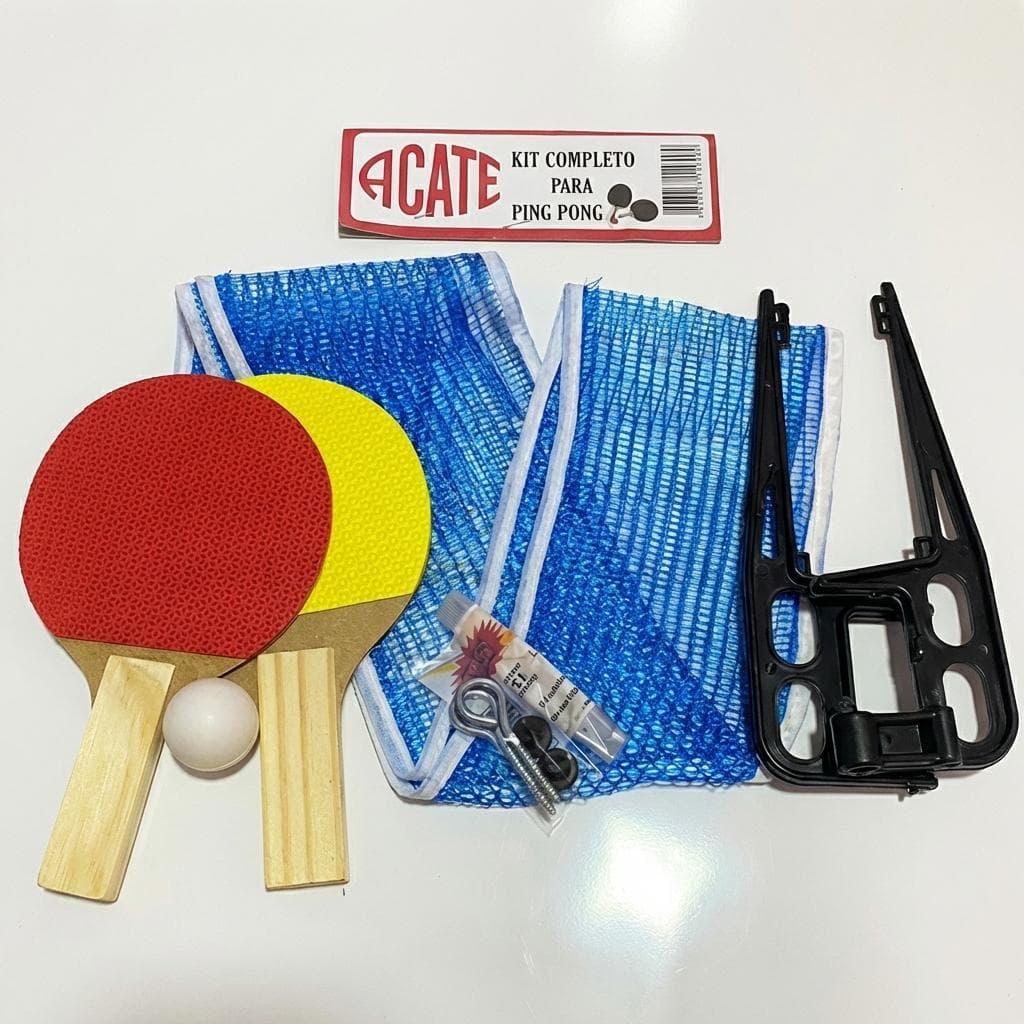 Kit COMPLETO Ping Pong Tenis De Mesa 2 Raquetes 1 Bolinha Suporte mais Rede completo
