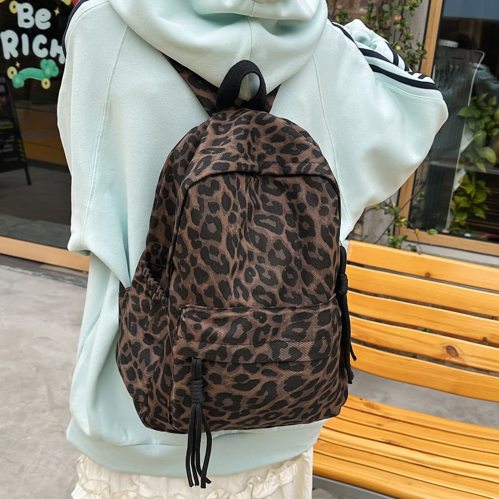 Mochila Casual novo estilo versão coreana leopardo impressão estudante moda mochila saco de escola ao ar livre pronto es