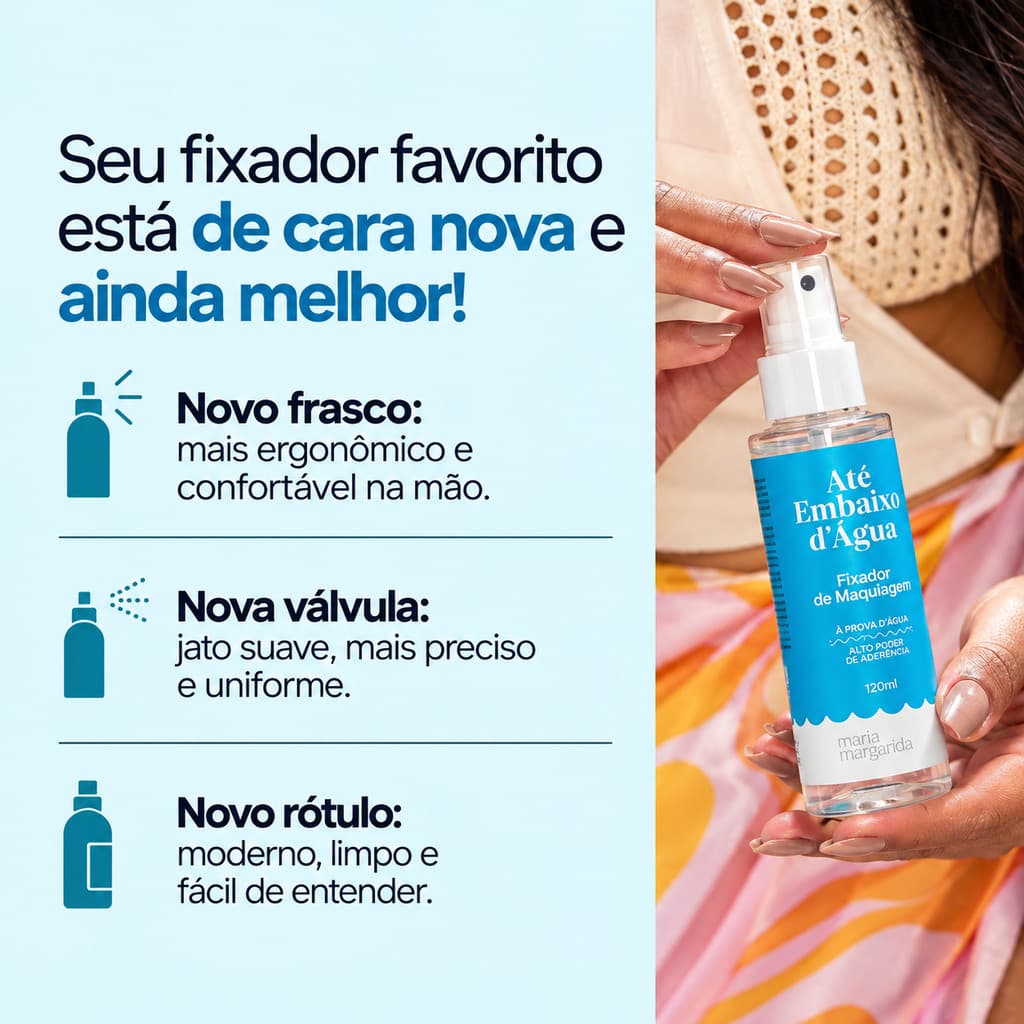 Bruma para Make 120ml Alta Fixação Fixador Resistente à Água Spray Prático