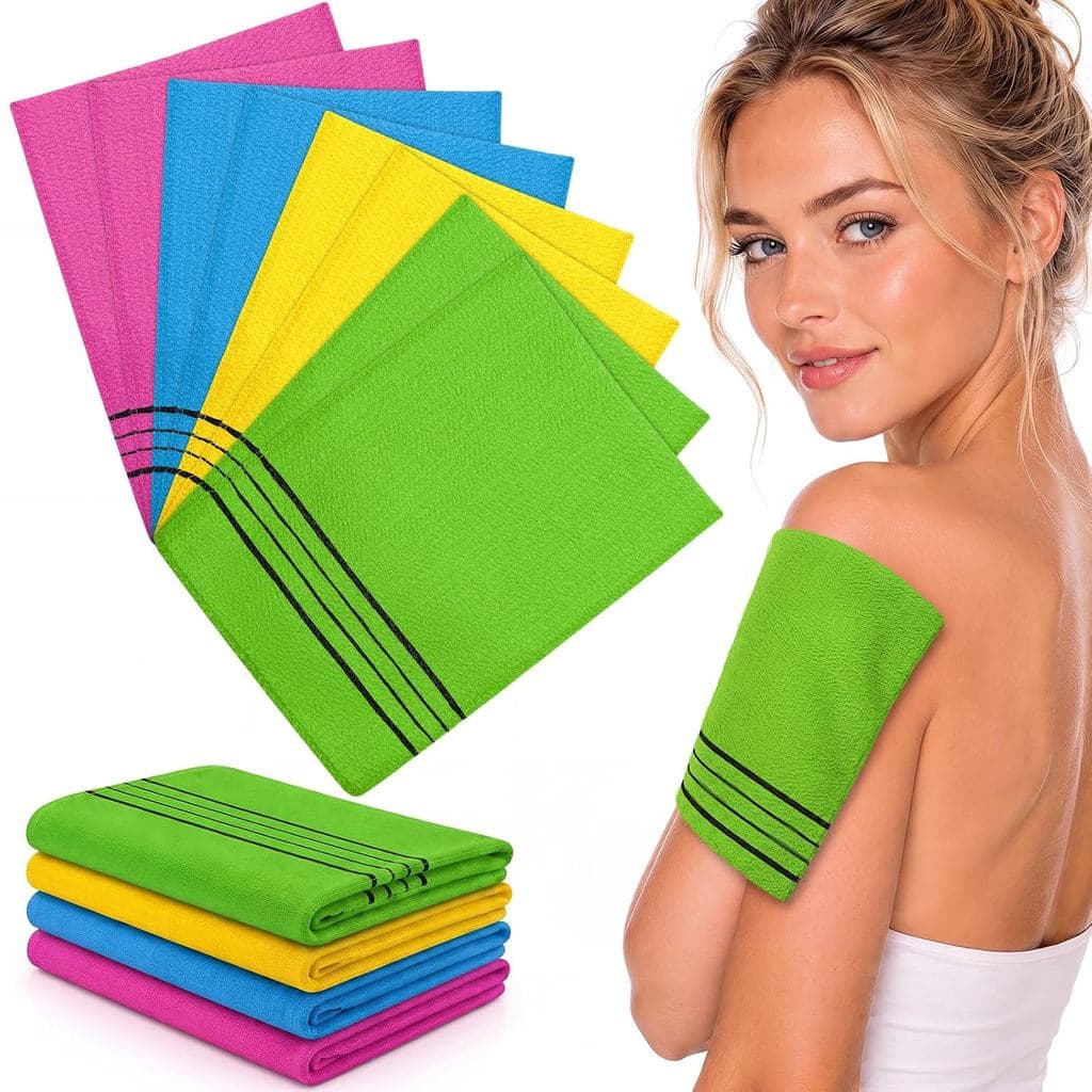 Tatuio Pacote Com 12 Luvas Esfoliantes Coreanas , Toalha Italiana (8 x 5.5 Pol . , 4 Cores) X02F