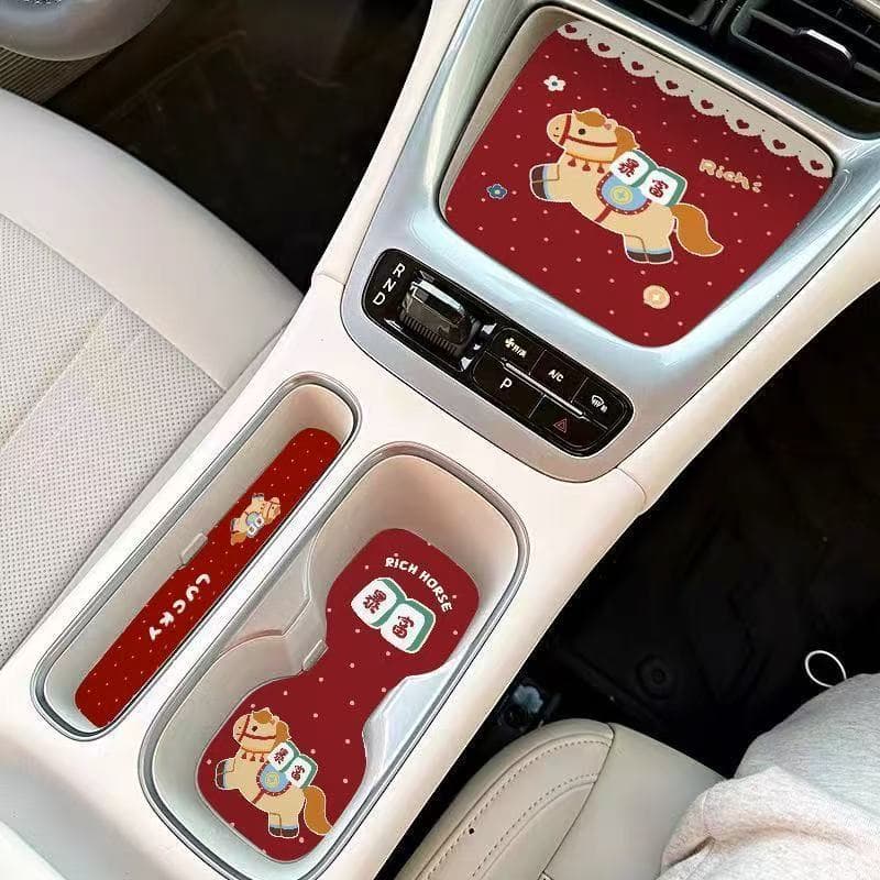 Fique Rico Rápido, Tapete Protetor para Porta-Copos de Carro Lucky Star Wishes, Tapete para Porta, Tapete para Console C