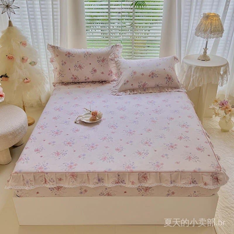 Lençol de algodão 100%, com renda, super macio, para camas de casal, solteiro, queen ou king size, lençol completo com c