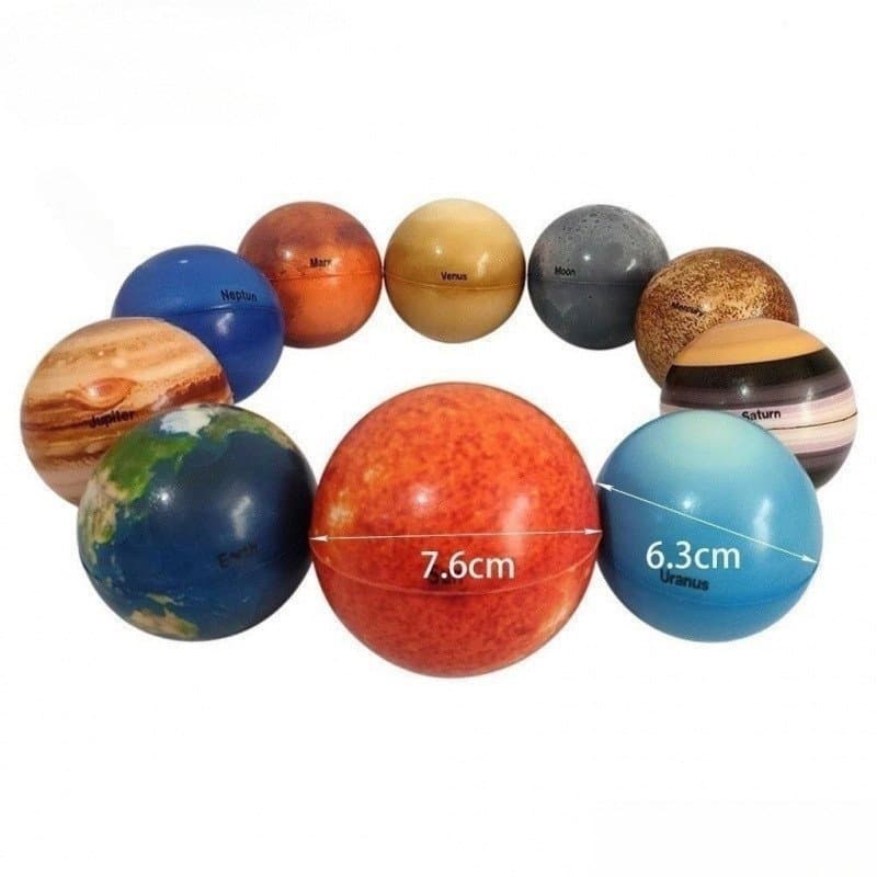 Um Conjunto De 10 Sistemas De Energia solar Em Formato De Planetas , Com Tamanho De 6.3 cm . JKNV JXKQ