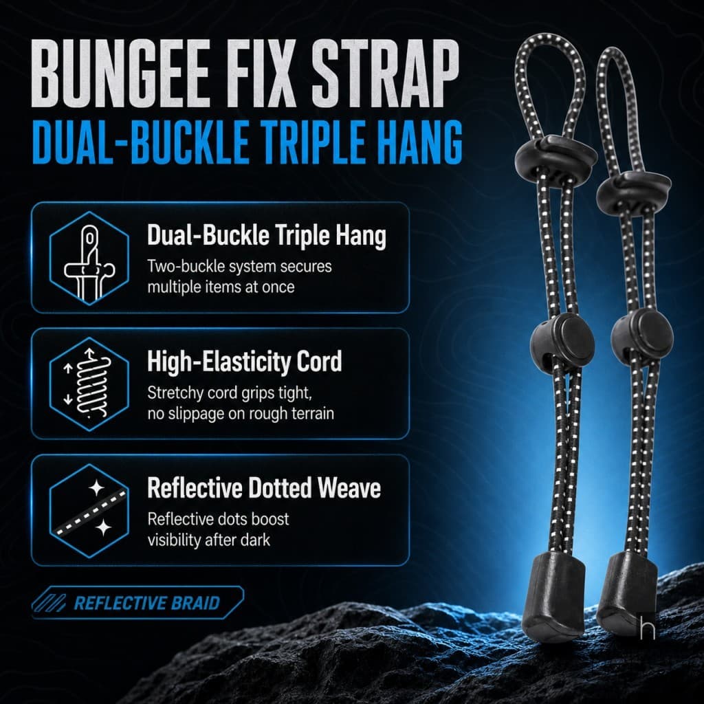 Ajustável Elástico Trekking Pólo Bungee Cinta Dupla Fivela Antiderrapante Reflexivo Caminhadas Mochila Acessório