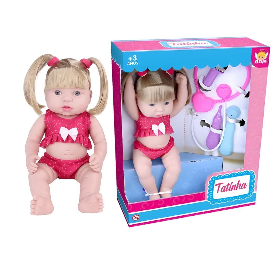 Brinquedo Boneca Tatinha Medica Estetoscópio Otoscópio Termômetro Infantil Menina