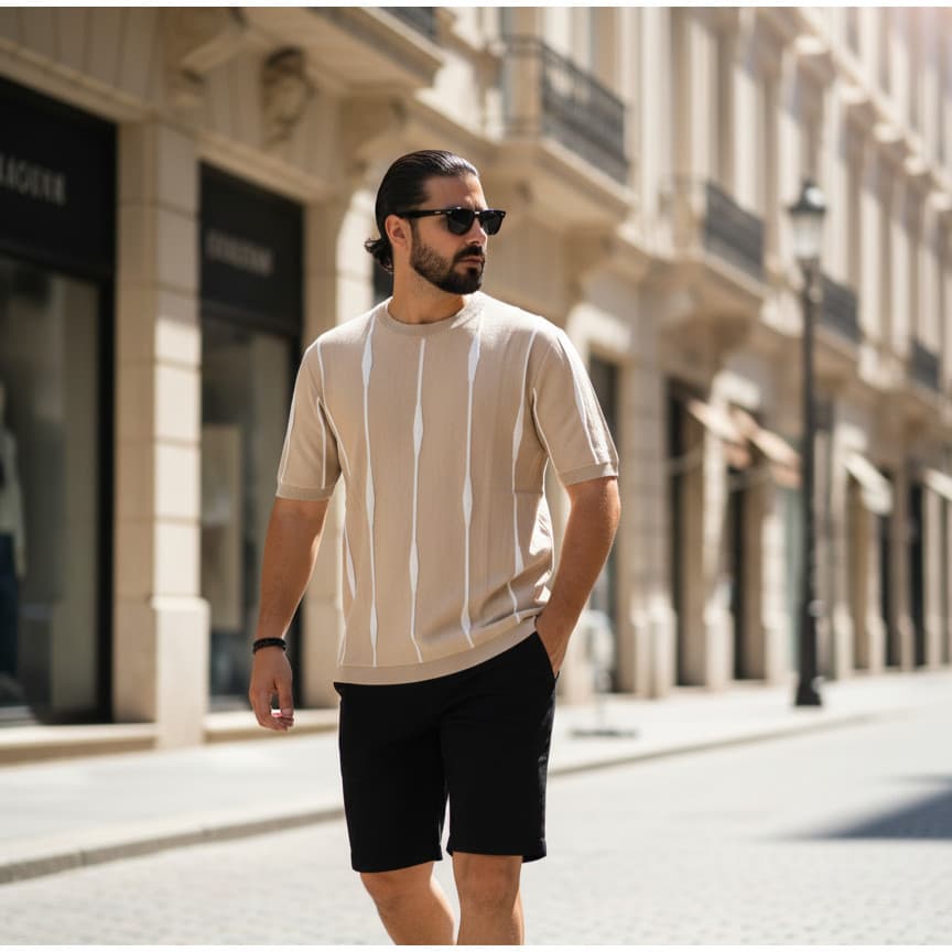 Camisa Suéter Riviera Listrada | Elegância Descomplicada para o Homem Moderno - Moda Europa