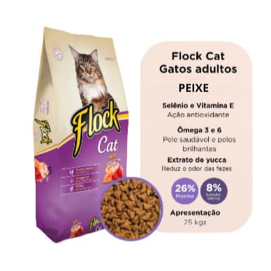 Ração Flock Cat Gatos Adultos peixe - 25kg