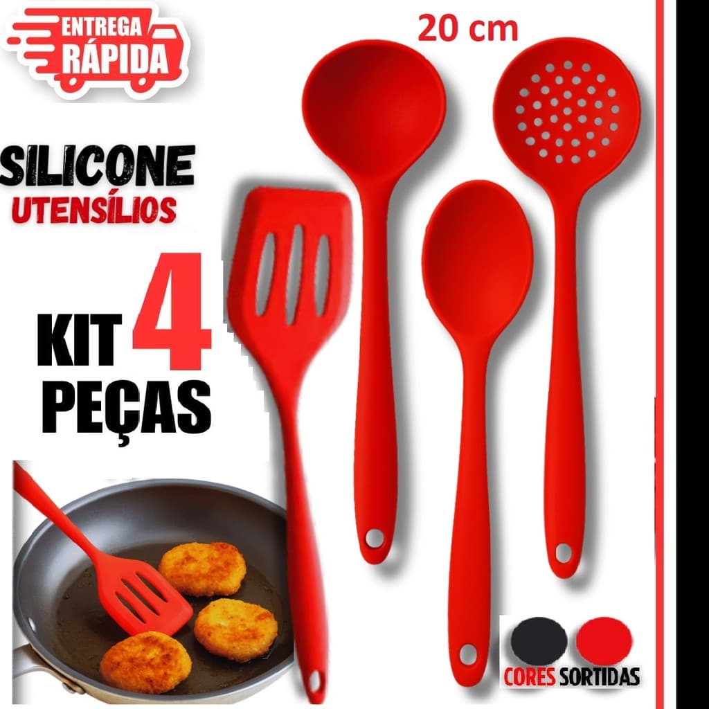 4 Peças Mini Concha Colher de Arroz Escumadeira 20cm Utensílios de Silicone Para Fritura Espátula Vazada