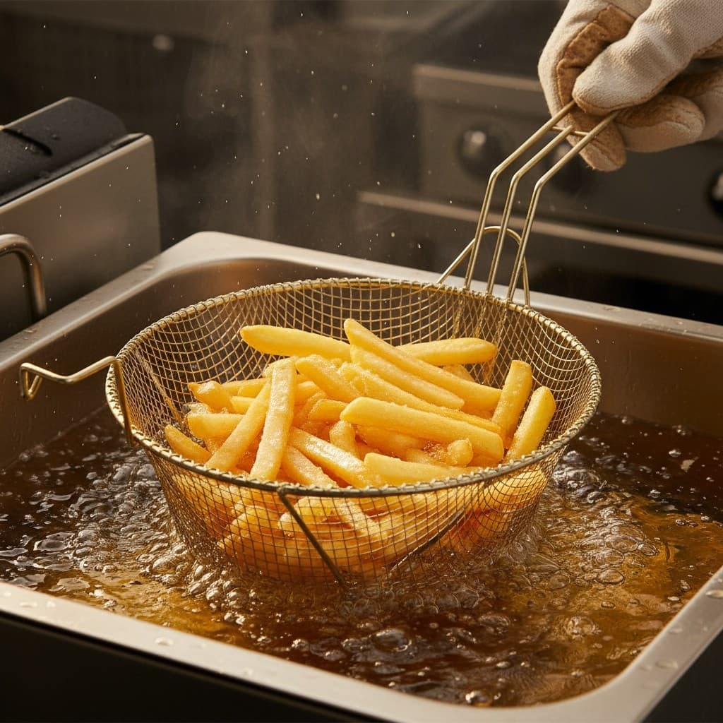 Cesto Peneira Grande Para Fritura Aço Redonda 35cm De Diâmetro Bar Restaurante e Lanchonete