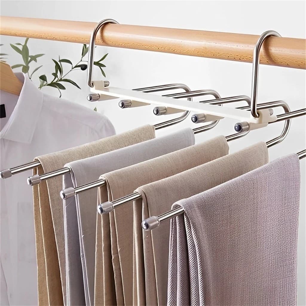 Cabide Organizador Inox Pendura Calças Camisas Blusas Roupa Social Guarda Suporte Divisória Gancho