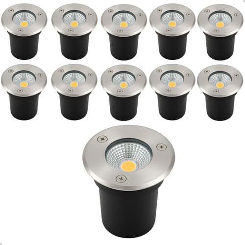 Kit 10 Balizador Embutido Solo Led 5w Ip67 Aço Inox 3000k  Branco Quente - Luz Amarela - 3000k