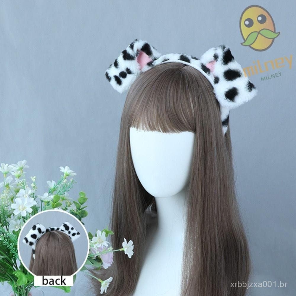 Faixa de Cabelo com Orelhas de Cachorro MILLNEY Estilo Gótico Lolita Faixa de Cabelo de Pelúcia Fofa para Cosplay