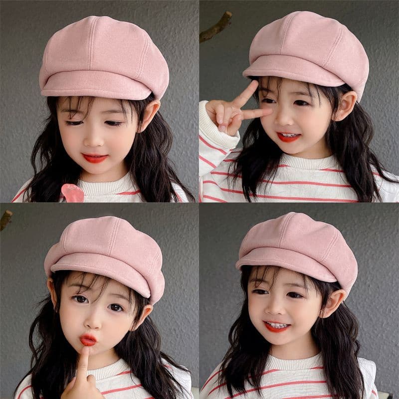 Meninas boina moda versão coreana meninos boné de pico crianças octogonal estudantes da escola primária chapéu primavera